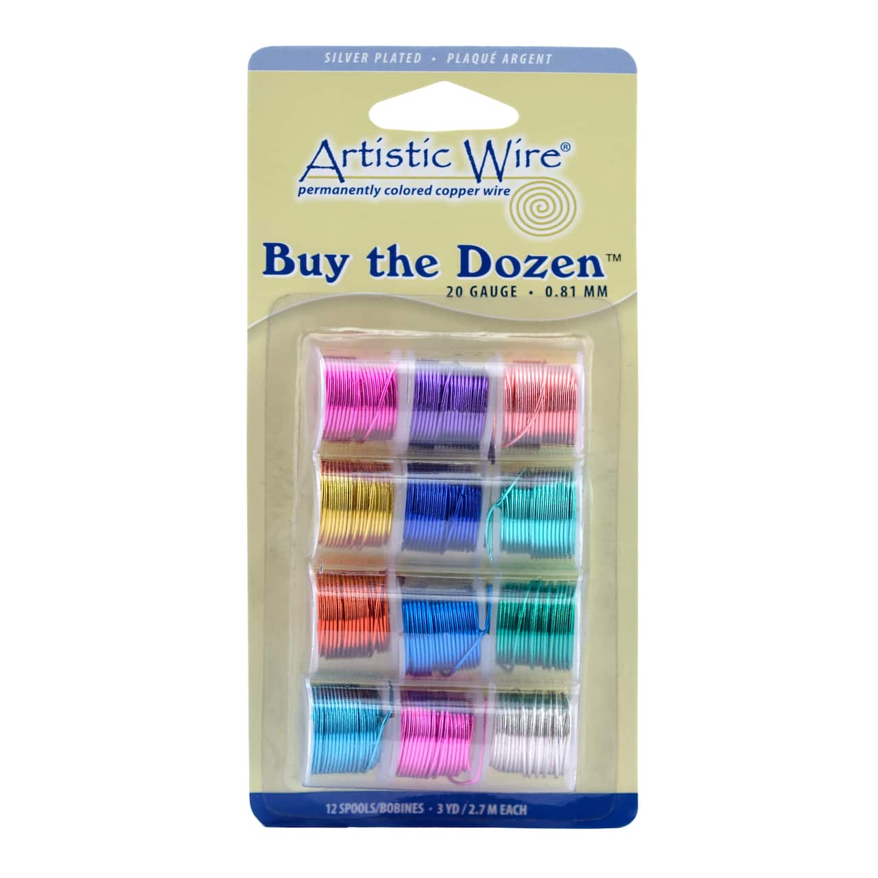 Artistic Wire® 20 Gauge Buy the Dozen™ Silver Plated Tarnish Resistant Colored Copper Craft Wire